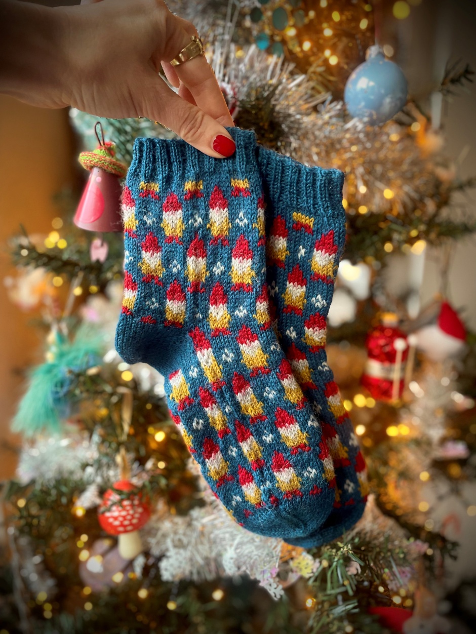 Gnome Place Like Home Socks by Charlotte Stone